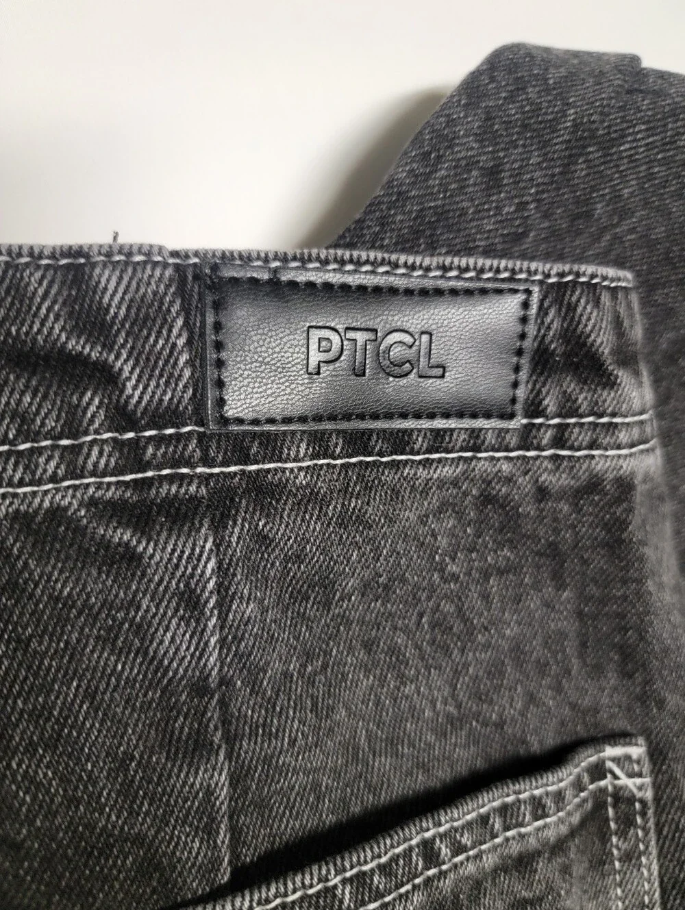 PTCL Moto Pop Stitch High Waist Straight Leg Baggy Jeans Black Rinse